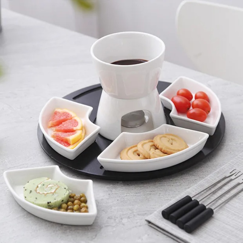 Fondue Pot Ceramic - Juego de Ollas para Fondue de