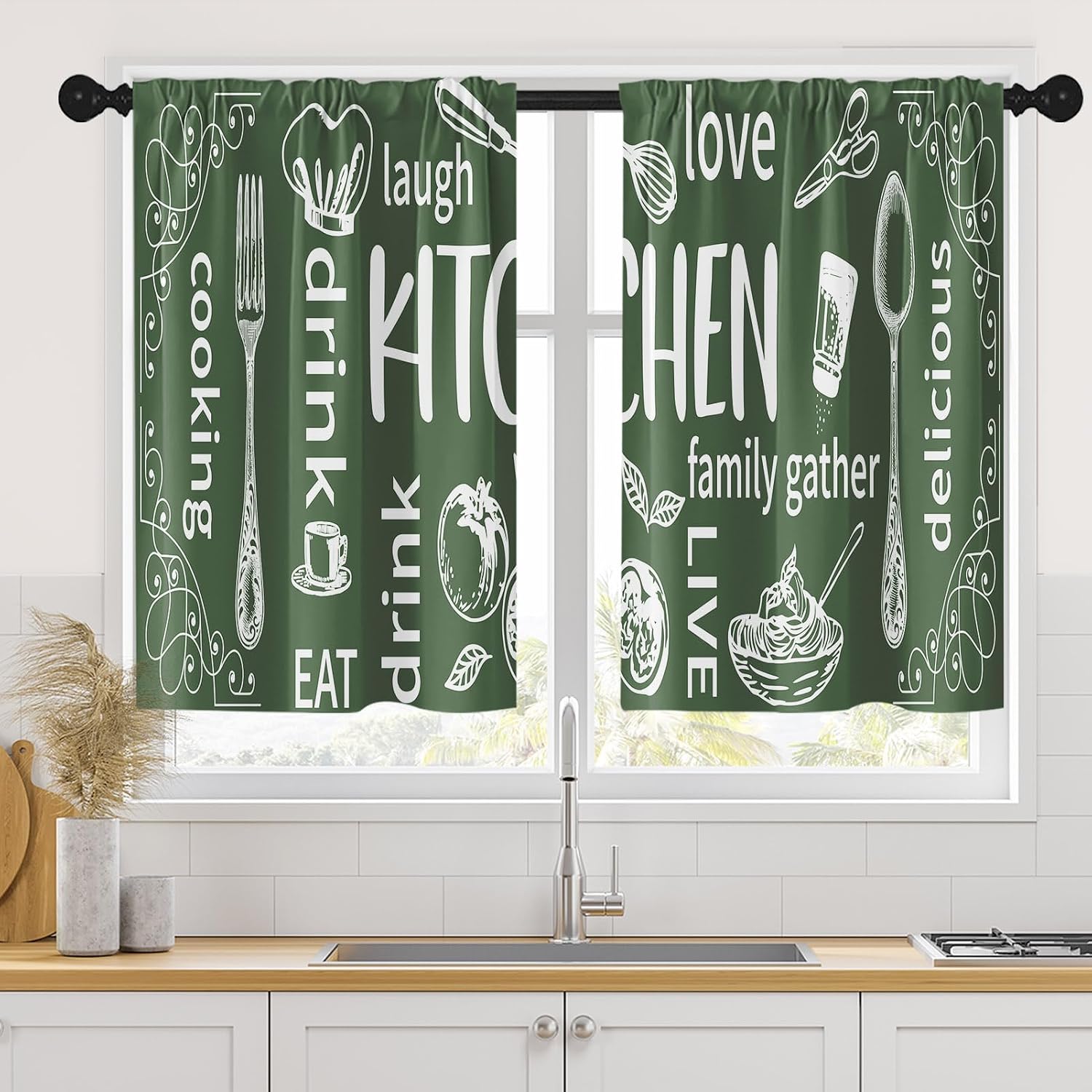 Home Cooking Youtube - Par de Cortinas de Cocina Estéticas