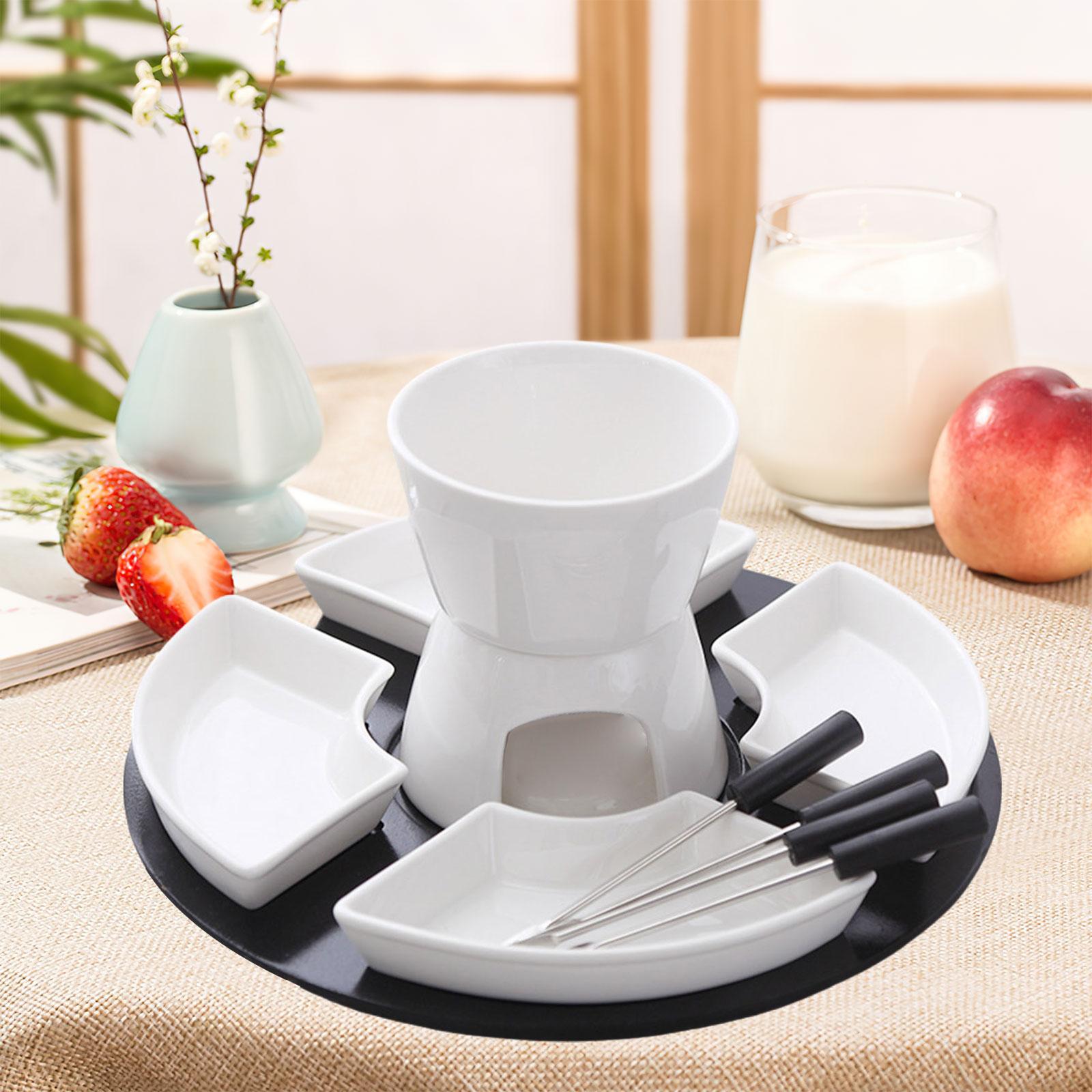 Fondue Pot Ceramic - Soporte para Mantequilla de Porcelana, Juego