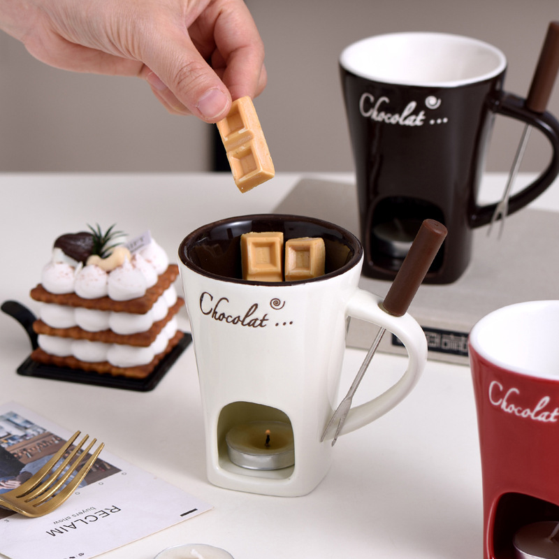 Fondue Pot Ceramic - Taza para Fondue, queso, mantequilla, olla